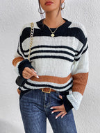 Striped Round Neck Sweater.