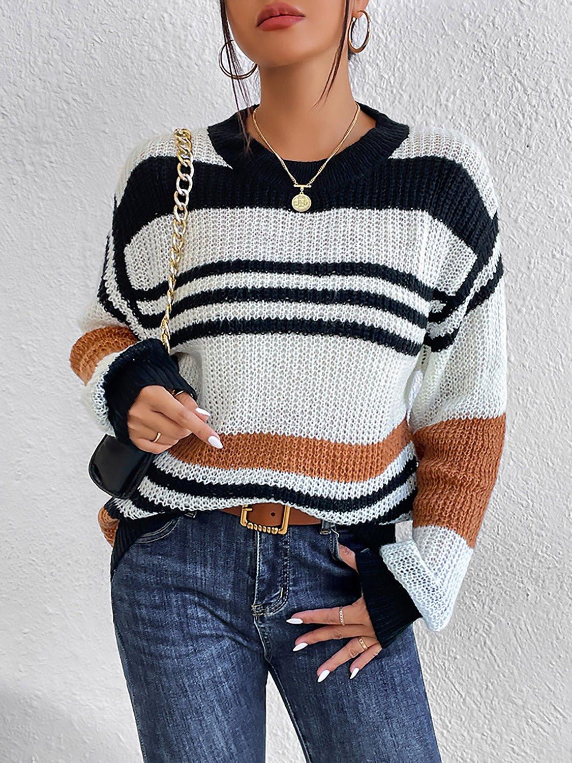 Striped Round Neck Sweater.