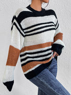 Striped Round Neck Sweater.
