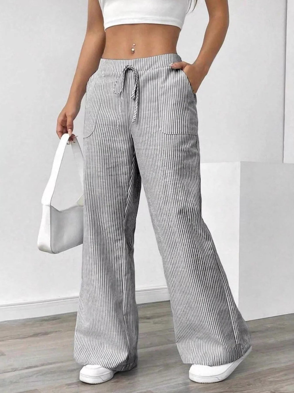 Striped wide leg pants for a stylish and comfortable formal look