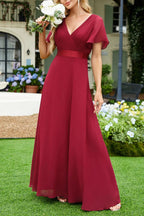 Surplice Flutter Sleeve Maxi Dress.