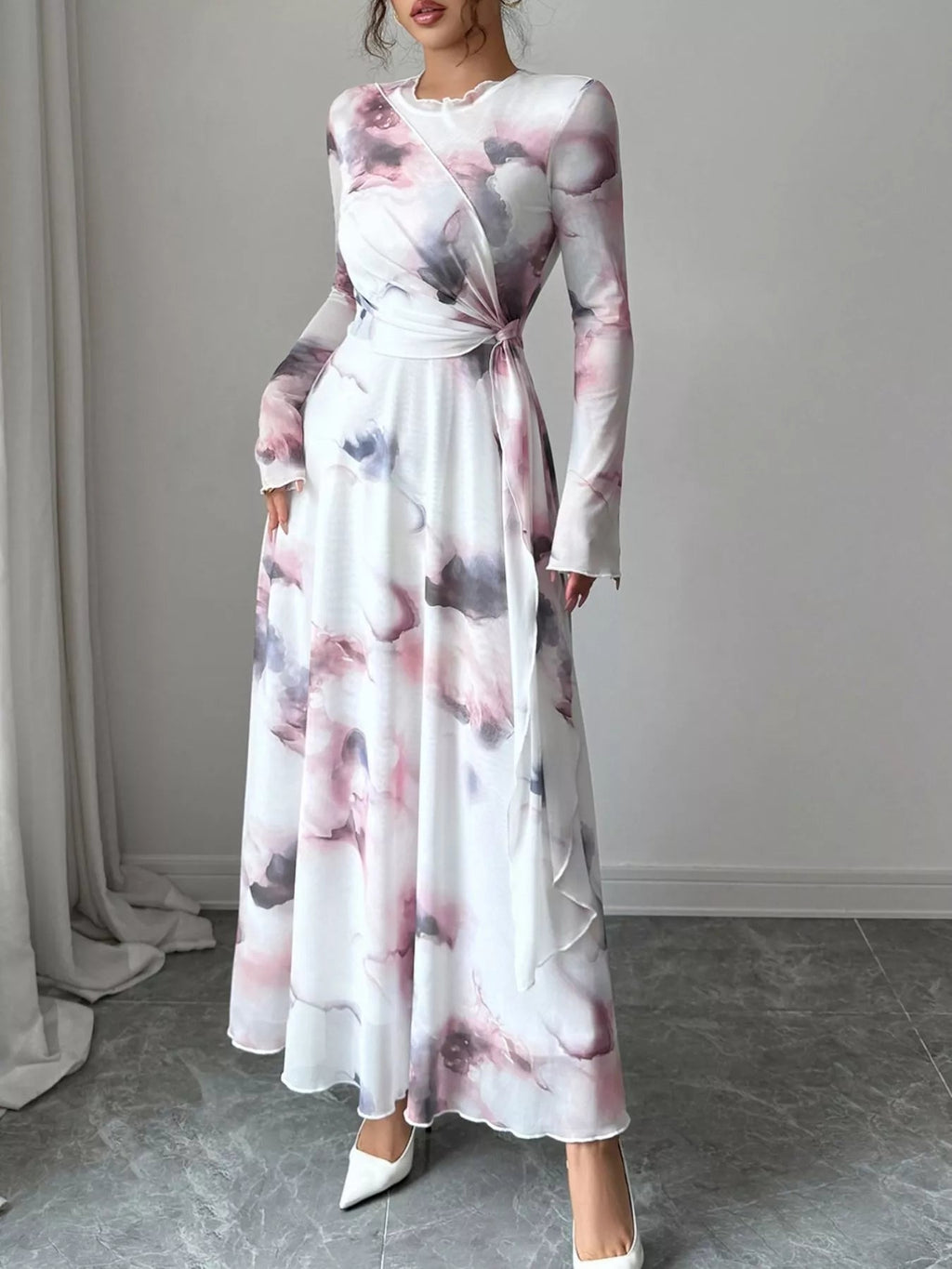 Tie-Dye Long Sleeve Maxi Dress.