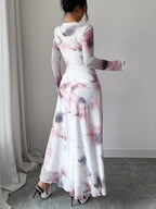 Tie-Dye Long Sleeve Maxi Dress.