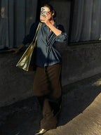 Tie-Waist Long Sleeve Denim Jacket.