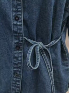 Tie-Waist Long Sleeve Denim Jacket.