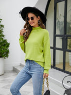 Turtleneck Dropped Shoulder Sweater.