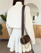 Turtleneck Dropped Shoulder Sweater and Skirt Set.