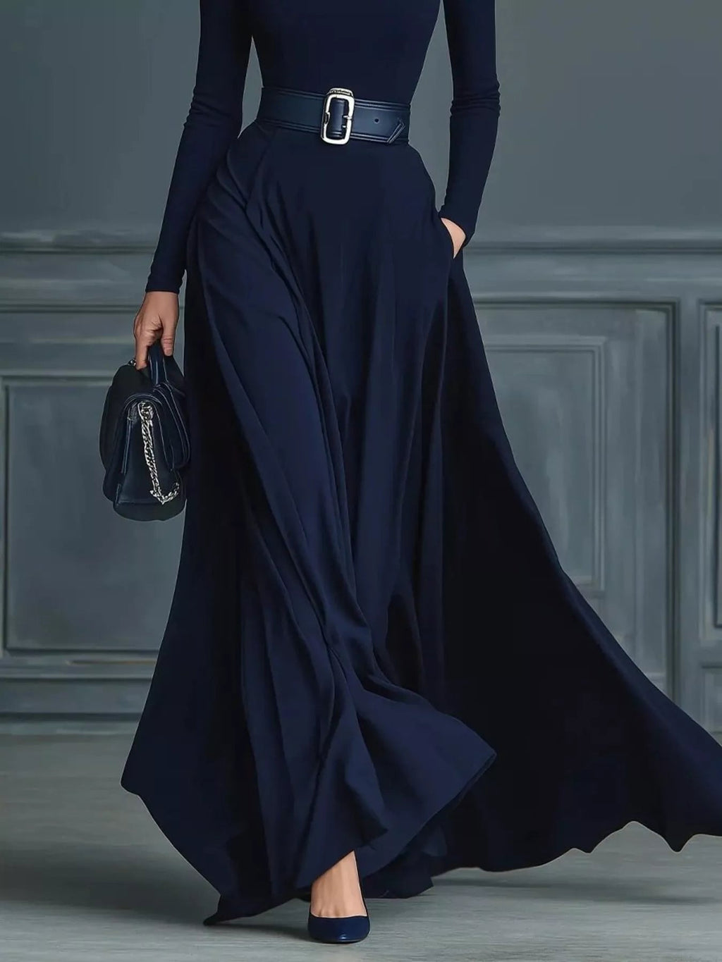 Turtleneck Long Sleeve Maxi Dress.