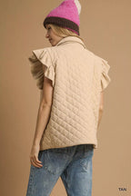 Corduroy quilted vest providing warmth and style for outdoor activities