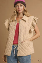 Corduroy quilted vest providing warmth and style for outdoor activities