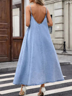 V-Neck Denim Cami Dress.
