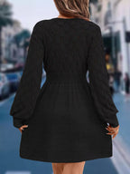 V-Neck Long Sleeve Sweater Dress.