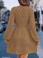 V-Neck Long Sleeve Sweater Dress.