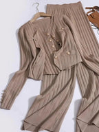 V-Neck Tank, Cardigan and Pants Three-Piece Sweater Set.