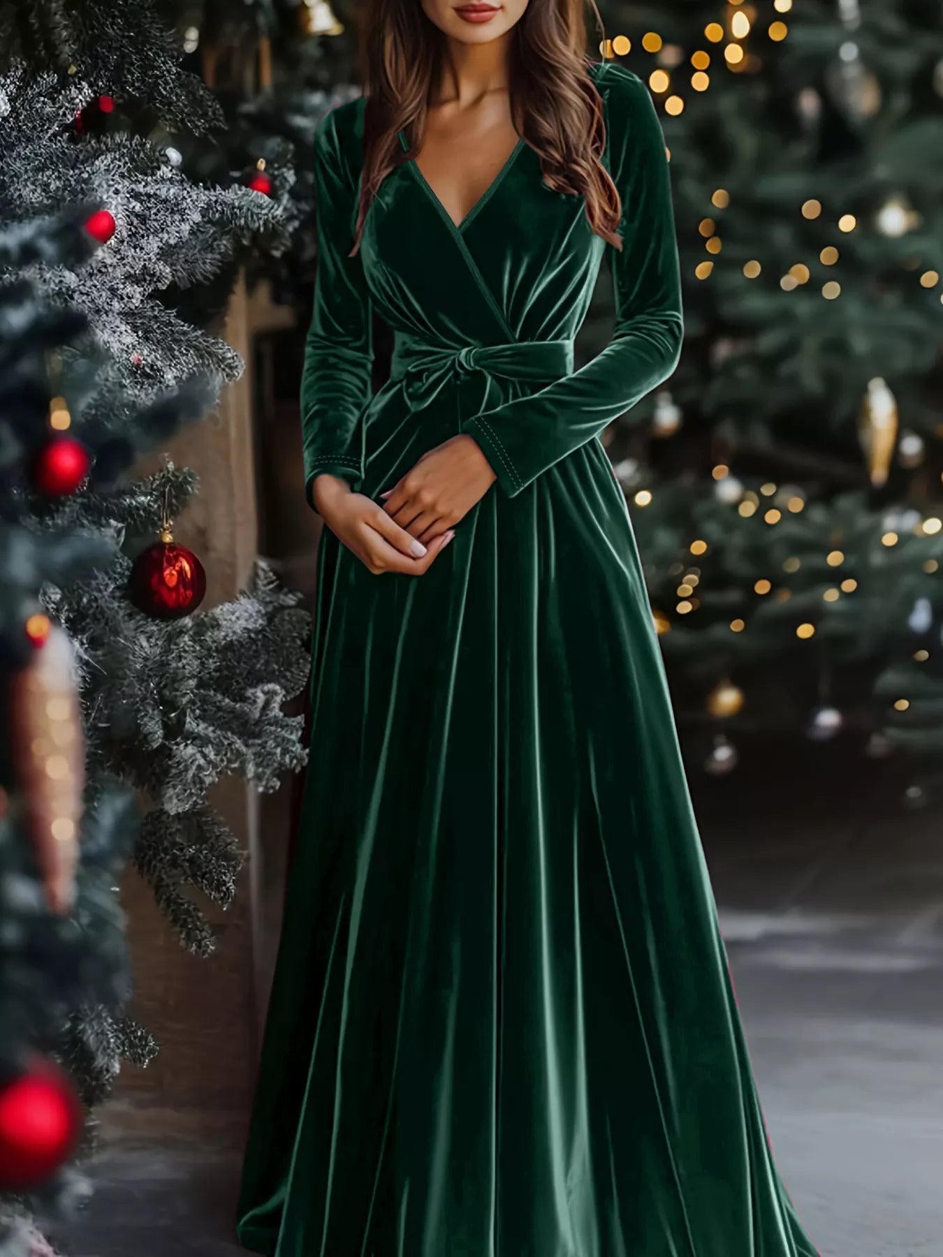 Velvet Long Sleeve Maxi Dress.