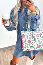 Vintage Wash Button-Down Denim Dress.