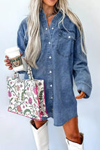 Vintage Wash Button-Down Denim Dress.
