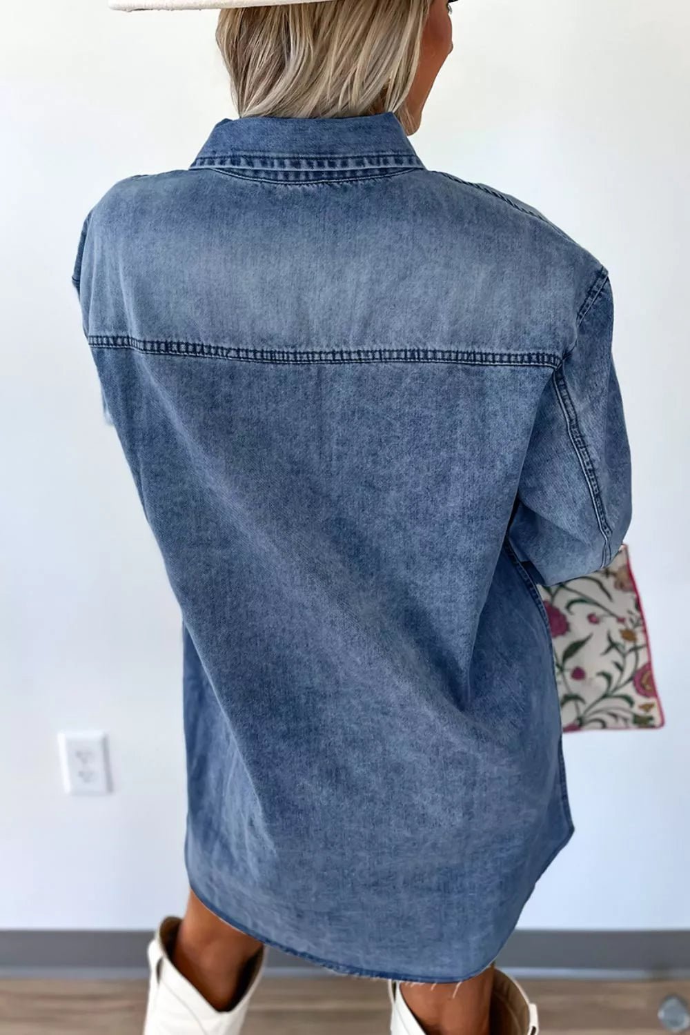 Vintage Wash Button-Down Denim Dress.