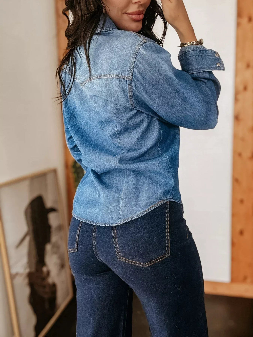 Washed Button Down Denim Shirt.