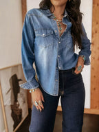 Washed Button Down Denim Shirt.