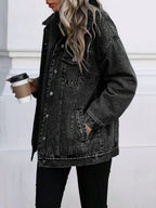 Washed Button Up Oversized Denim Jacket.