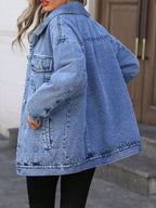 Washed Button Up Oversized Denim Jacket.