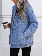 Washed Button Up Oversized Denim Jacket.