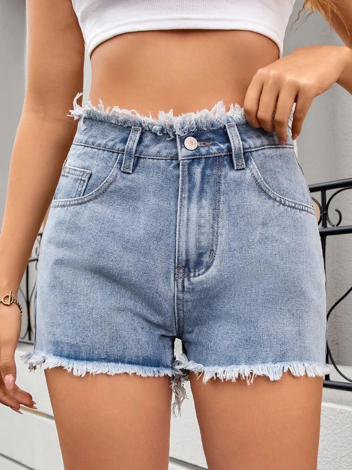 Premium denim shorts showcasing stylish wear for a modern and fashionable look