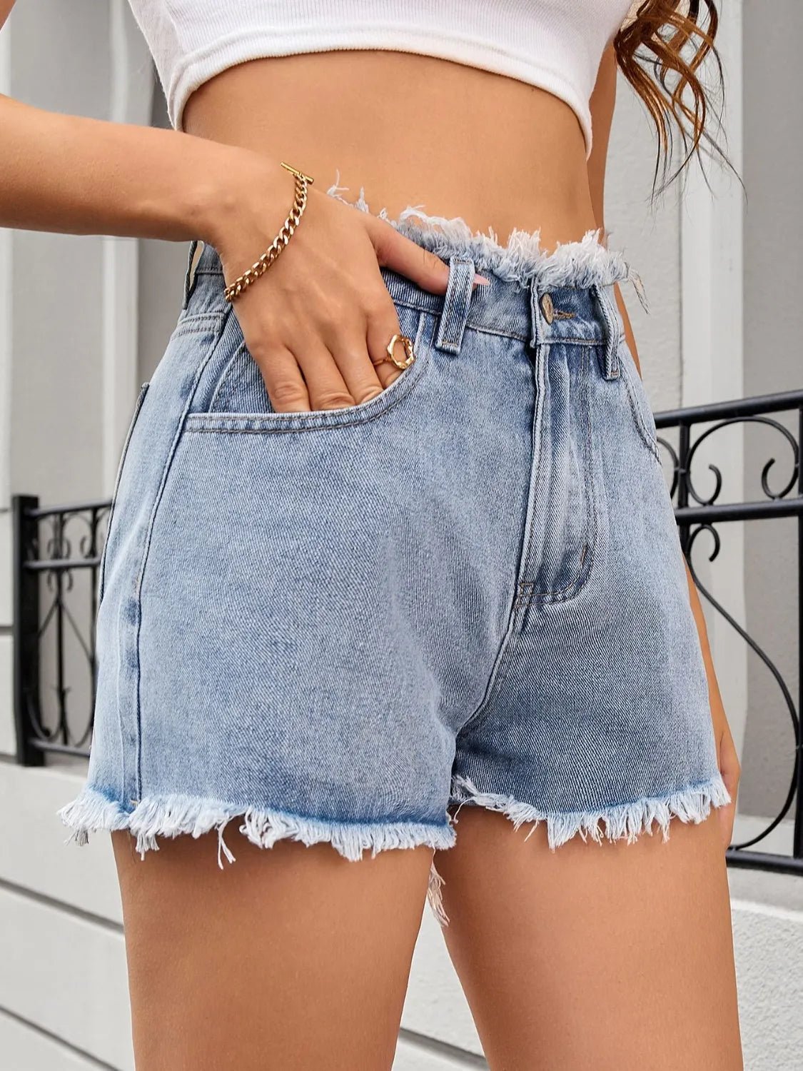 Premium denim shorts showcasing stylish wear for a modern and fashionable look