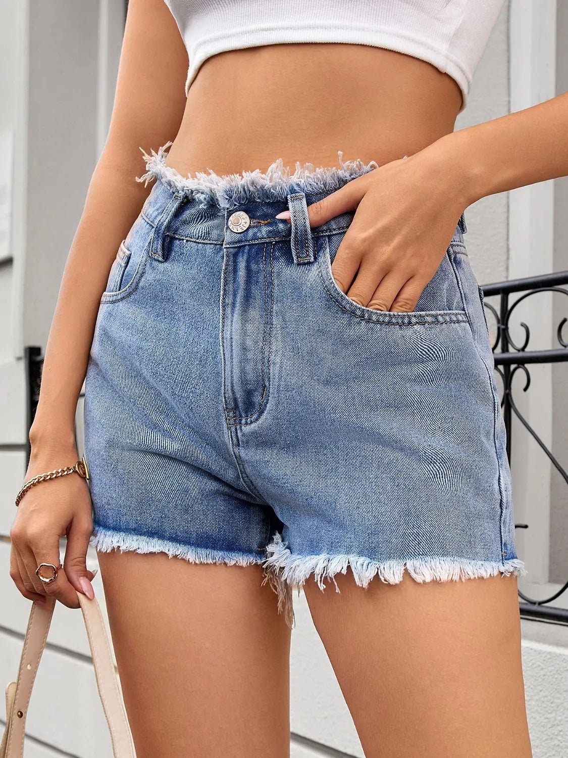 Premium denim shorts showcasing stylish wear for a modern and fashionable look