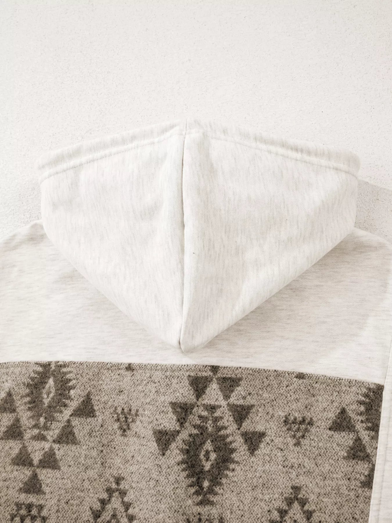 Western Aztec Print Color Block Patchwork Drawstring Hooded Shacket.