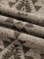 Western Aztec Print Color Block Patchwork Drawstring Hooded Shacket.