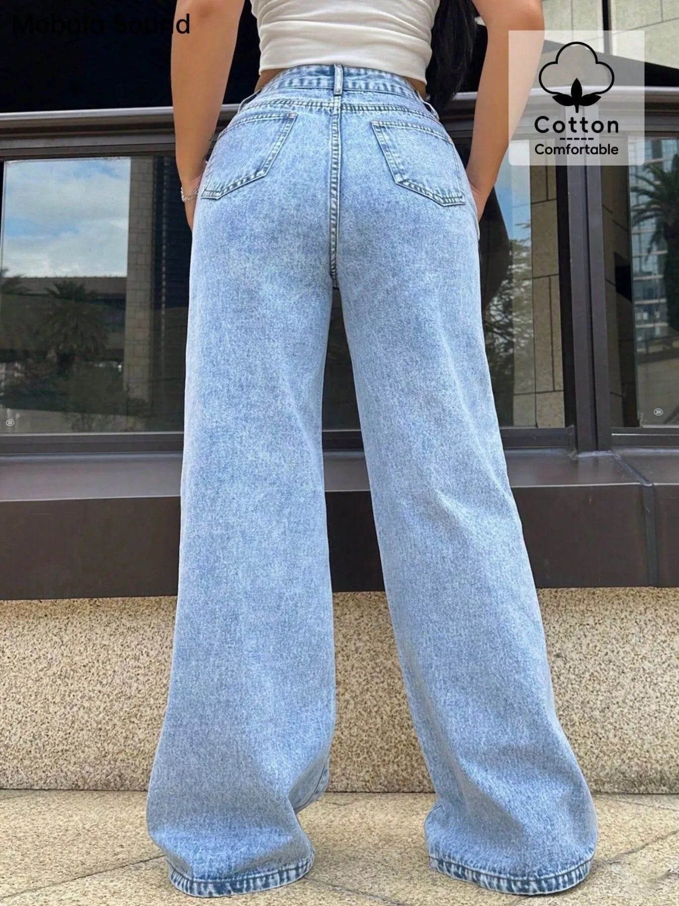 Comfortable wide leg jeans designed for stylish and relaxed wear, enhancing both comfort and fashion.