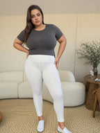 Wide waistband sports leggings provide comfort and support, perfect for active wear and stylish leggings
