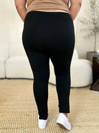 Wide waistband sports leggings provide comfort and support, perfect for active wear and stylish leggings