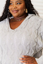 Woven Right Cable-Knit Hooded Sweater.