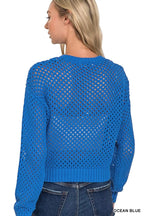 Zenana Button Down Lightweight Crochet Cardigan Sweater.