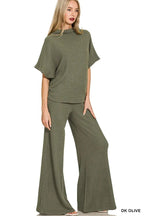 Zenana Mock Neck Top and Pants Sweater Set.