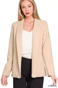 Zenana Woven Long Sleeve Blazer With Lining.