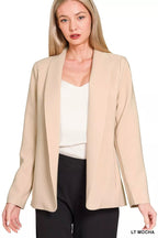 Zenana Woven Long Sleeve Blazer With Lining.