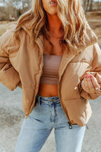 Zip Up Collared Neck Coat with Pockets.