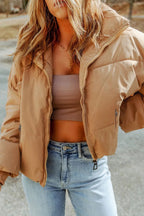 Zip Up Collared Neck Coat with Pockets.