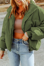 Zip Up Collared Neck Coat with Pockets.