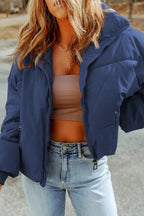 Zip Up Collared Neck Coat with Pockets.