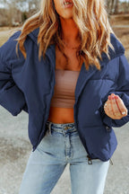 Zip Up Collared Neck Coat with Pockets.