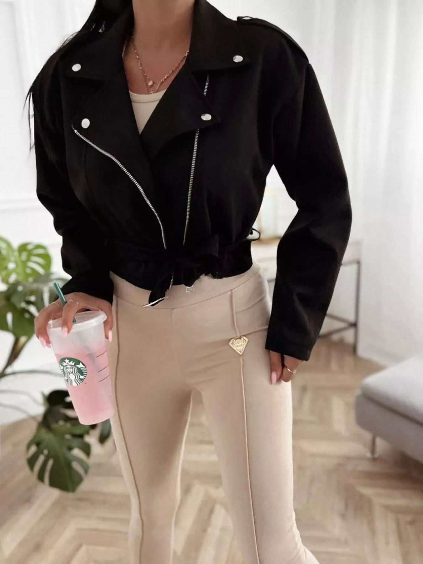 Zip Up Cropped Jacket.